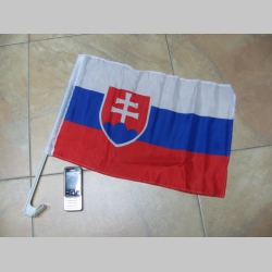 Slovenská vlajka na auto 45x29cm,  s plastový držiakom dlhým 45cm